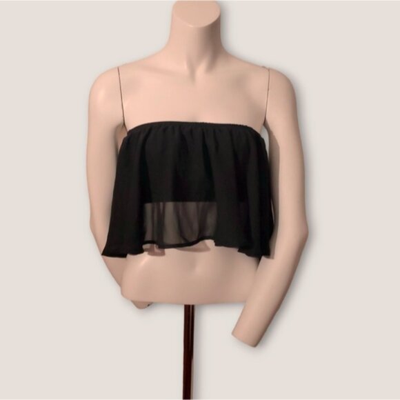 Boho Semi Sheer Multi Way Flowy Curtain Crop Top- Small - Picture 6 of 12